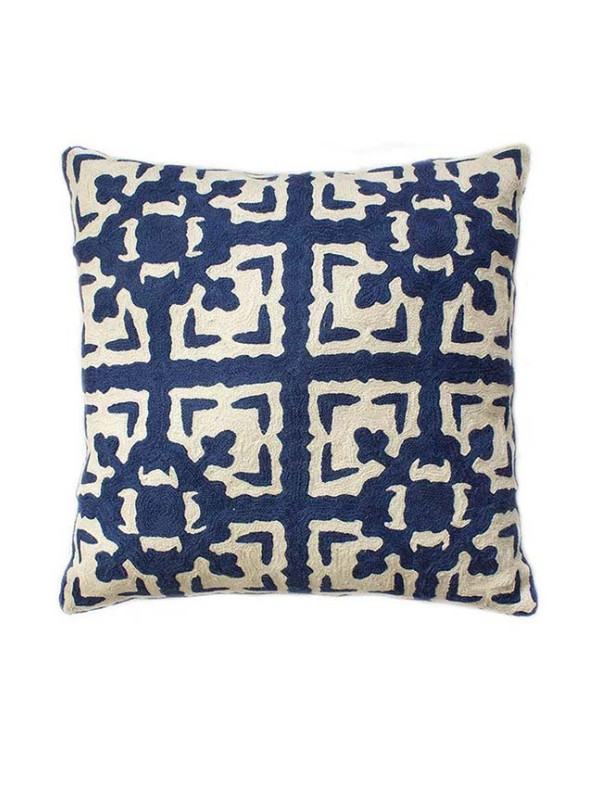 ALMOFADA LORE 2 OFF WHITE/BLUE - 50 X 50