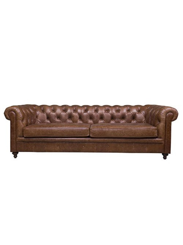 CHESTERFIELD SOFA COURO NATURAL CIGAR - 2,50X90X76