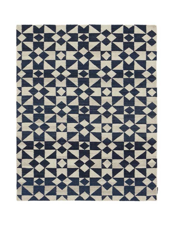 KILIM MOROCCAN 5 WHITE/DARK BLUE