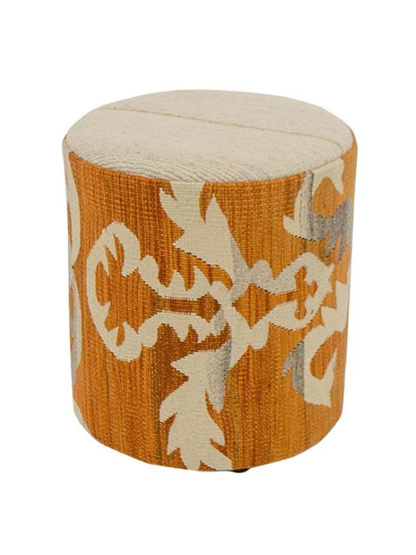PUFF FORRADO KILIM IKAT LASHMI ORANGE 1 - 45X40X40