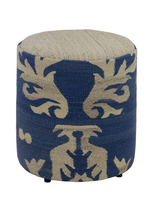 PUFF FORRADO KILIM IKAT LASHMI BLUE 1 - 45X43X43