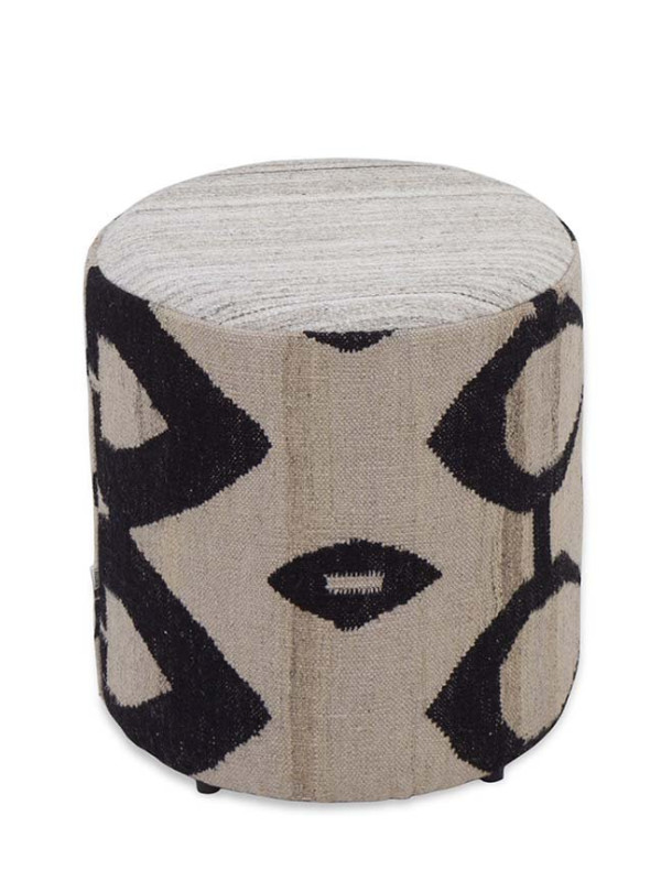 PUFF FORRADO KILIM IKAT ZULU 2 BLACK 1 - 45X43X43