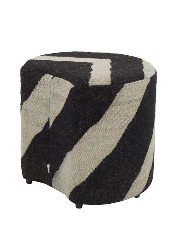 PUFF TAMBORIM PETALA KILIM ZEBRA BLACK 2 - 40X40X45