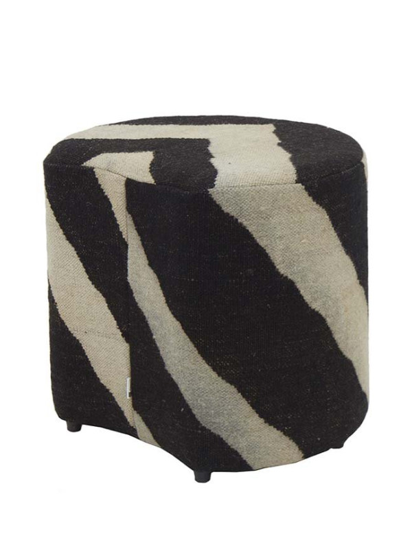 PUFF TAMBORIM PETALA KILIM ZEBRA BLACK 4 - 40X40X45