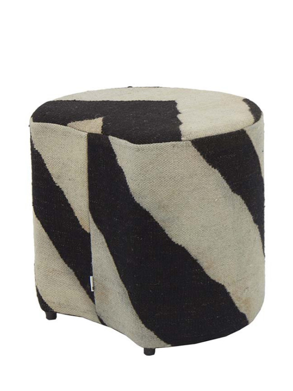 PUFF TAMBORIM PETALA KILIM ZEBRA BLACK 5 - 40X40X45