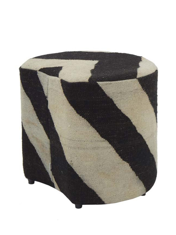 PUFF TAMBORIM PETALA KILIM ZEBRA BLACK 6 - 40X40X45