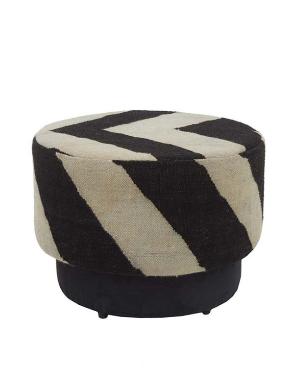 PUFF TAMBORIM PETALA KILIM ZEBRA BLACK 7 - 64X64X45