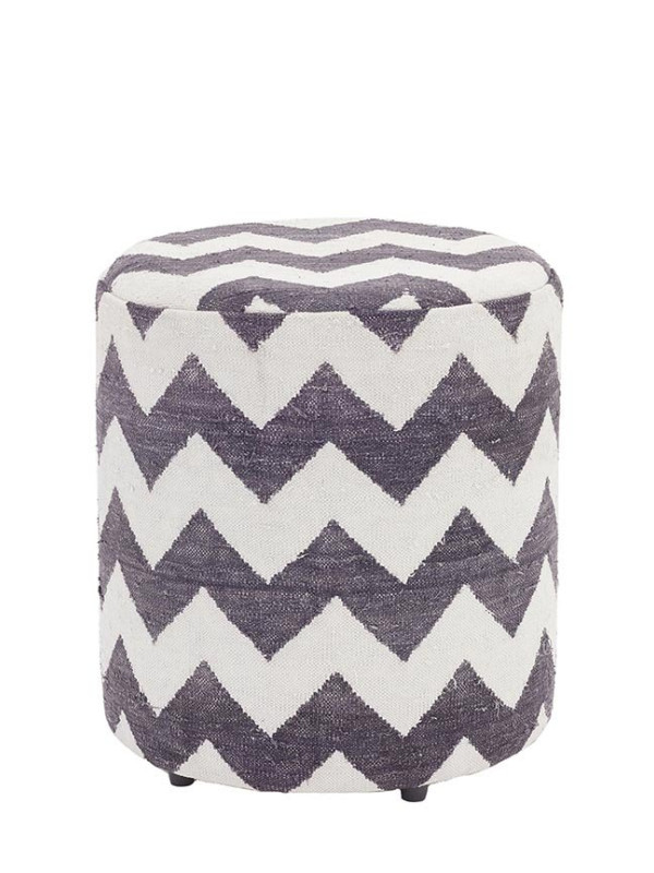 PUFF FORRADO DHURIE MOROCCAN 1 WHITE/BLACK - 45X40X40