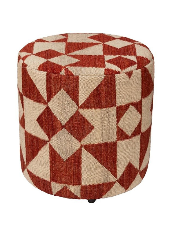 PUFF FORRADO KILIM MOROCCAN 5 OFF WHITE/RUST 1 - 45X40X40