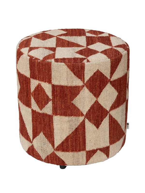 PUFF FORRADO KILIM MOROCCAN 5 OFF WHITE/RUST 2 - 45X40X40