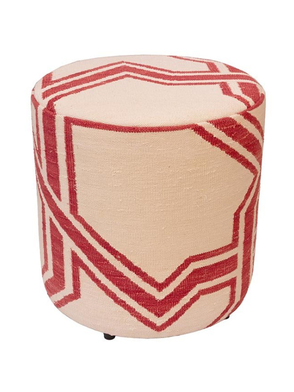 PUFF FORRADO DHURIE MOROCCAN 3 WHITE/RED MULTI 10 - 45X40X40