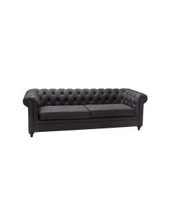 Sofá Chesterfield Couro Preto 
